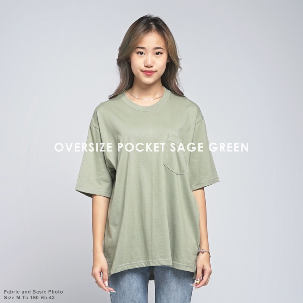 Kaos Polos Oversize Pocket Sage Green - Kaos Oversize Polos Sage Green | Fabric and Basic