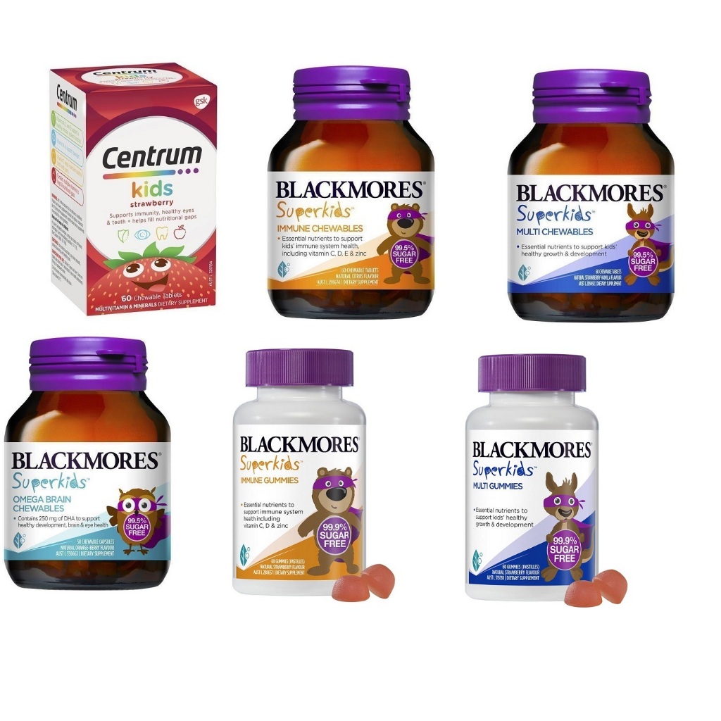 Centrum Kids Strawberry - 60 Chewable Tablets/Blackmores Immune/Multi/Omega Brain Chewable/Immune/Mu