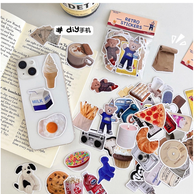 

[HARU] 50pcs Retro Series Sticker Pack Style Stiker Jurnal Journaling