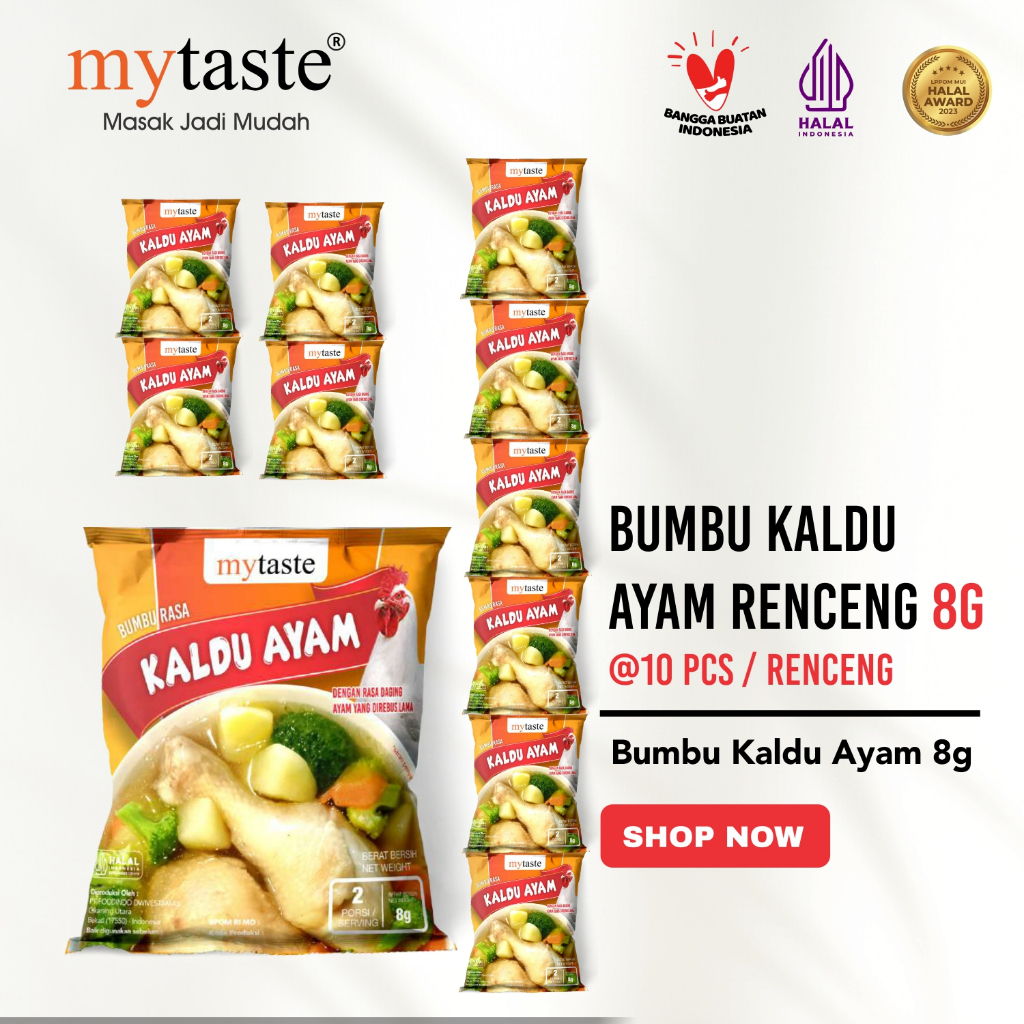 

Bumbu Kaldu Ayam mytaste 1 renceng kemasan 8 gram isi 10 pack