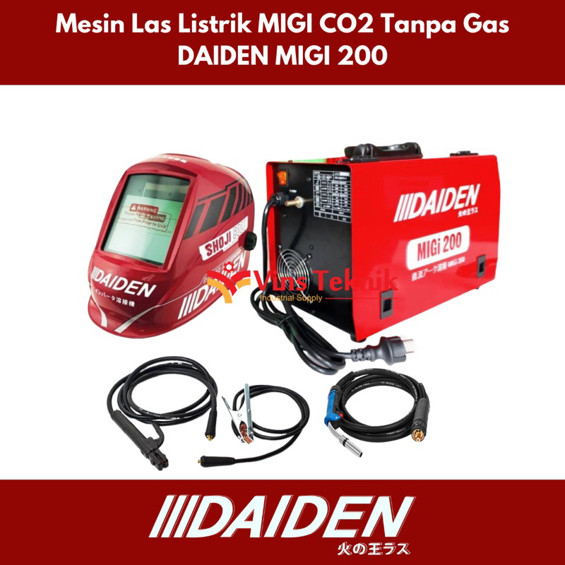 MESIN LAS DAIDEN MIGi 200 / TRAVO LAS INVERTER CO2 DAIDEN MIG MIGi 200 - Mig 200 + Helm