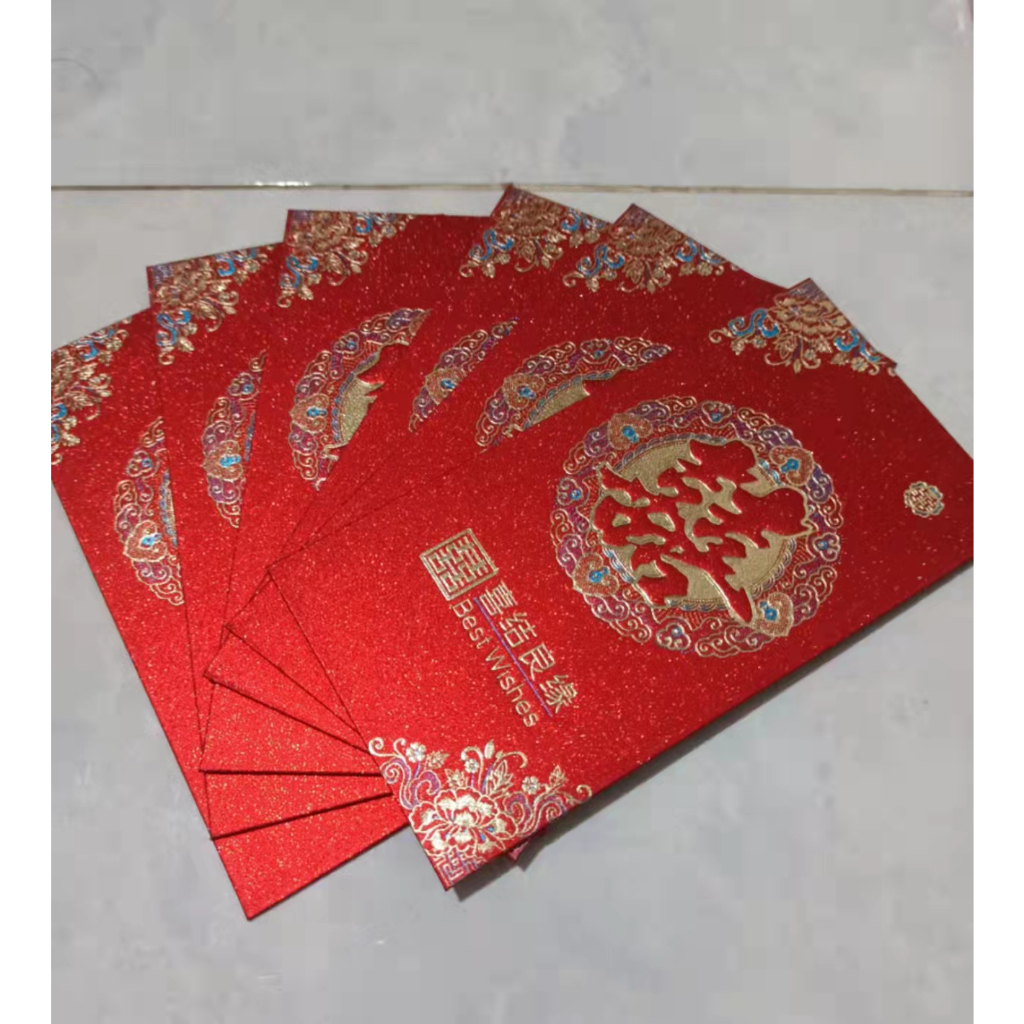 

Angpao Wedding Panjang Shuang Xi Tebal / Angpau Pernikahan isi 6 PCS
