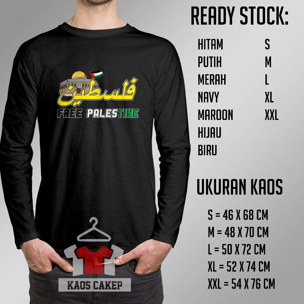 Kaos Palestina Masjid Al Aqsa Free Palestine Lengan Panjang Baju Distro
