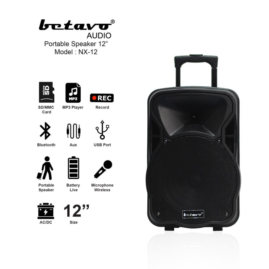 Speaker Portable Meeting Wireless 12 Inch BETAVO NX12 / NX-12 Original Betavo