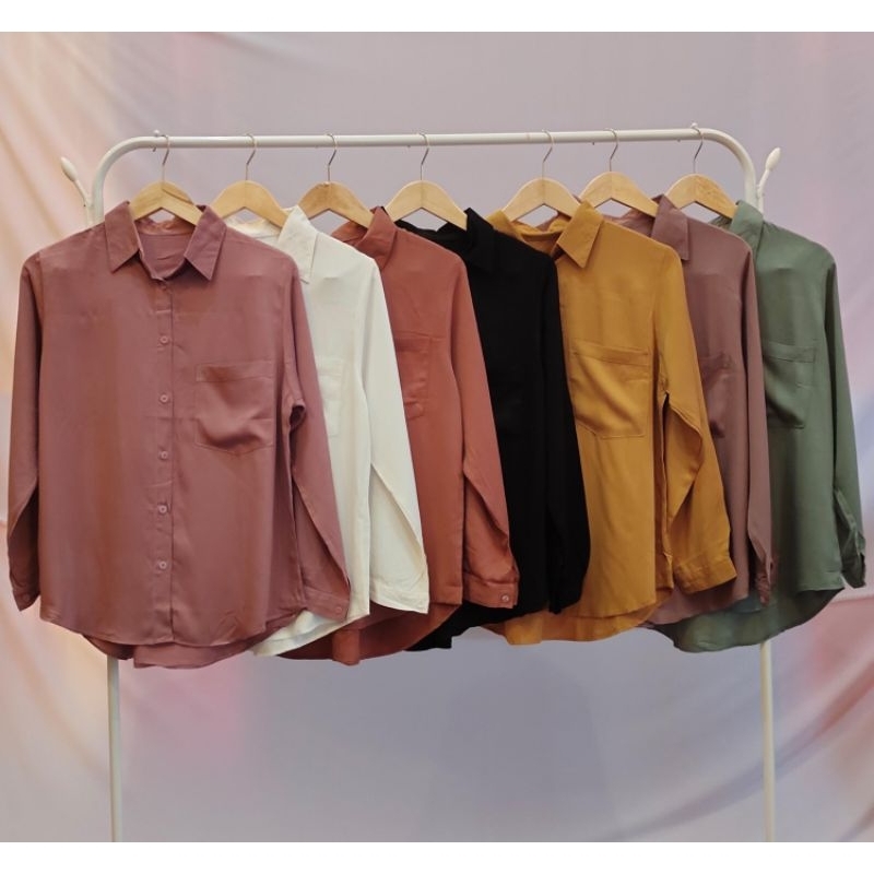 WS - KEMEJA BASIC WANITA RAYON TWILL PREMIUM LD 11 - ATASAN KEMEJA - KEMEJA POLOS - AMHA COLLECTION
