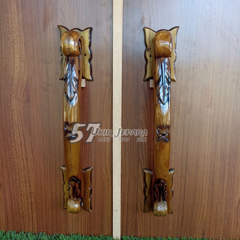 Gagang handle pintu rumah ukir asli jepara - Tarikan pintu bahan kayu jati murah