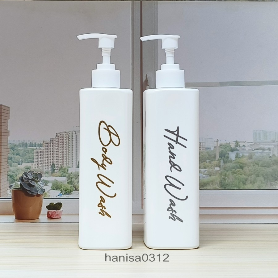 BOTOL PUMP 500 ML / BOTOL SABUN CAIR AESTHETIC 500ML PUMP LOTION KOTAK PUTIH GLOSSY