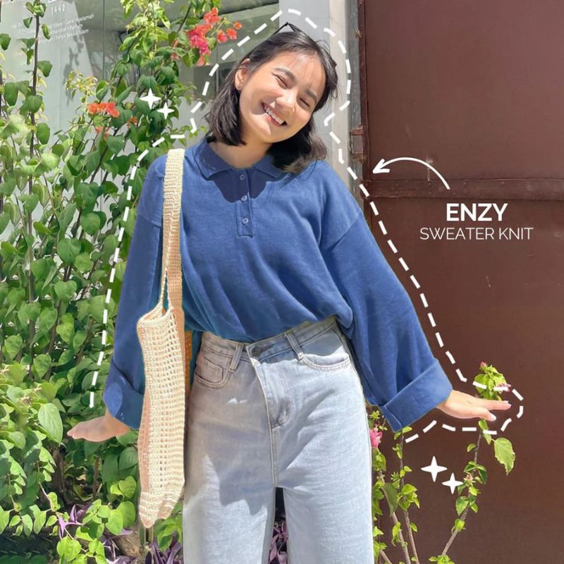 ENZY SWEATER KNITS/ SWEATER RAJUT OVERSIZED WANITA