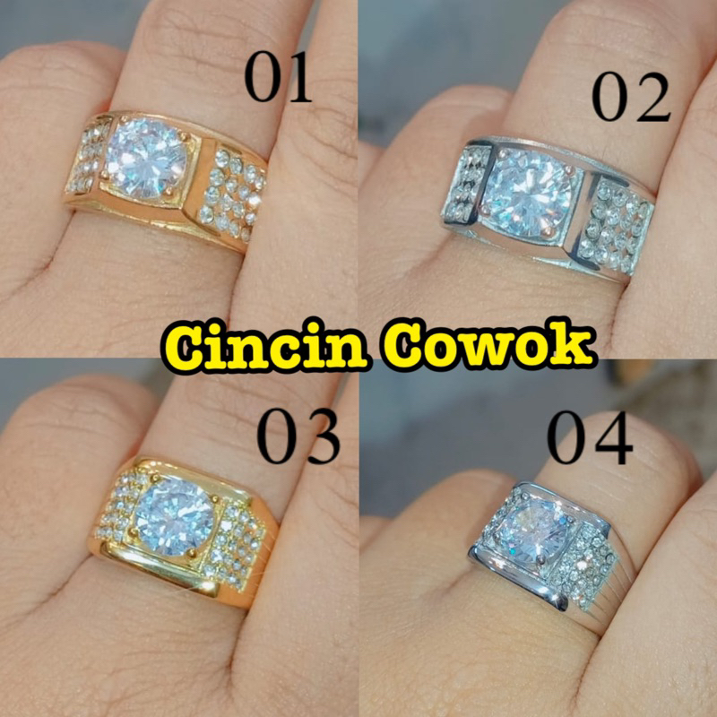 Cincin Cowok Titanium Ori Premium Quality / Ring Pria Model Berlian Eropa