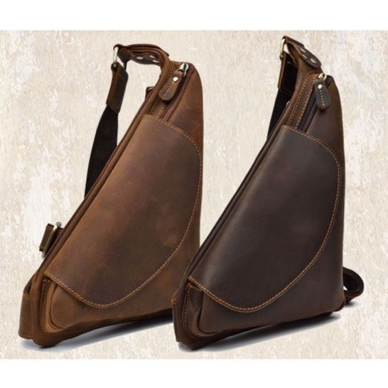 Tas Dada Segitiga Retro Pria Model Terbaru Kulit Asli Garut