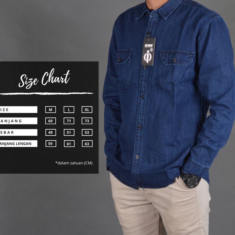 Sale Kemeja Jeans Lengan Panjang Pria / Kemeja Levis Panjang / Kemeja Jeans Denim Lengan Panjang Uku