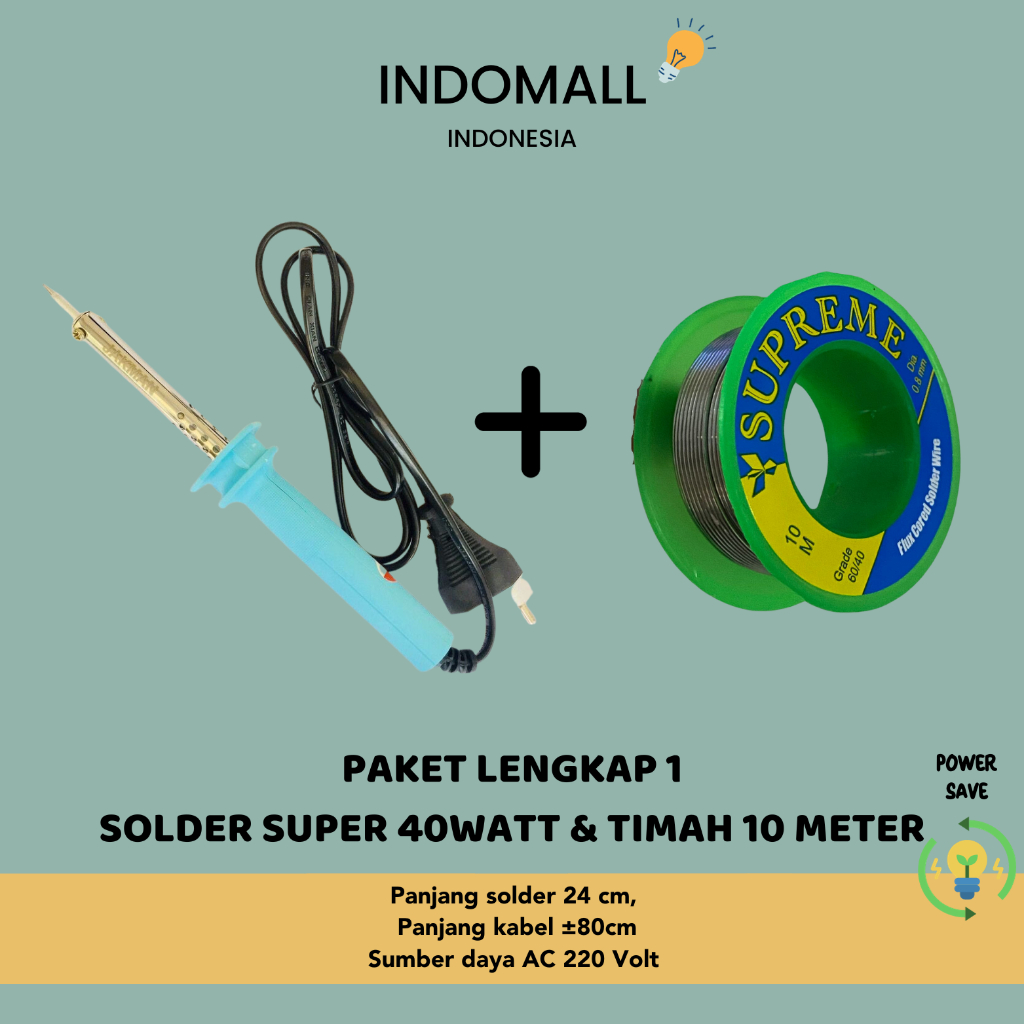 SOLDER LISTRIK SUPER DAN TIMAH  PAKET LENGKAP/ SOLDER LISTRIK / SOLDER KAYU 40 WATT 60 WATT / TIMAH 