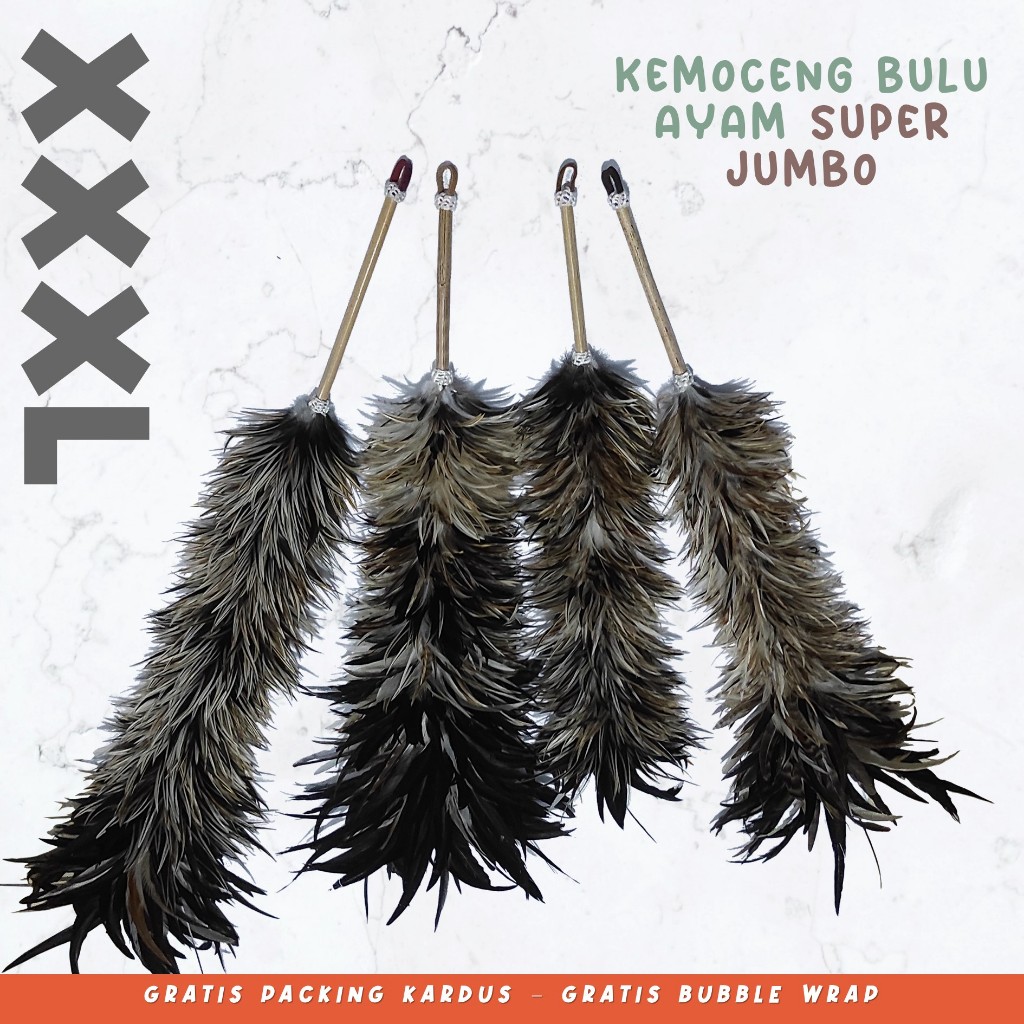Kemoceng Bulu Ayam Asli Tebal Super Premium
