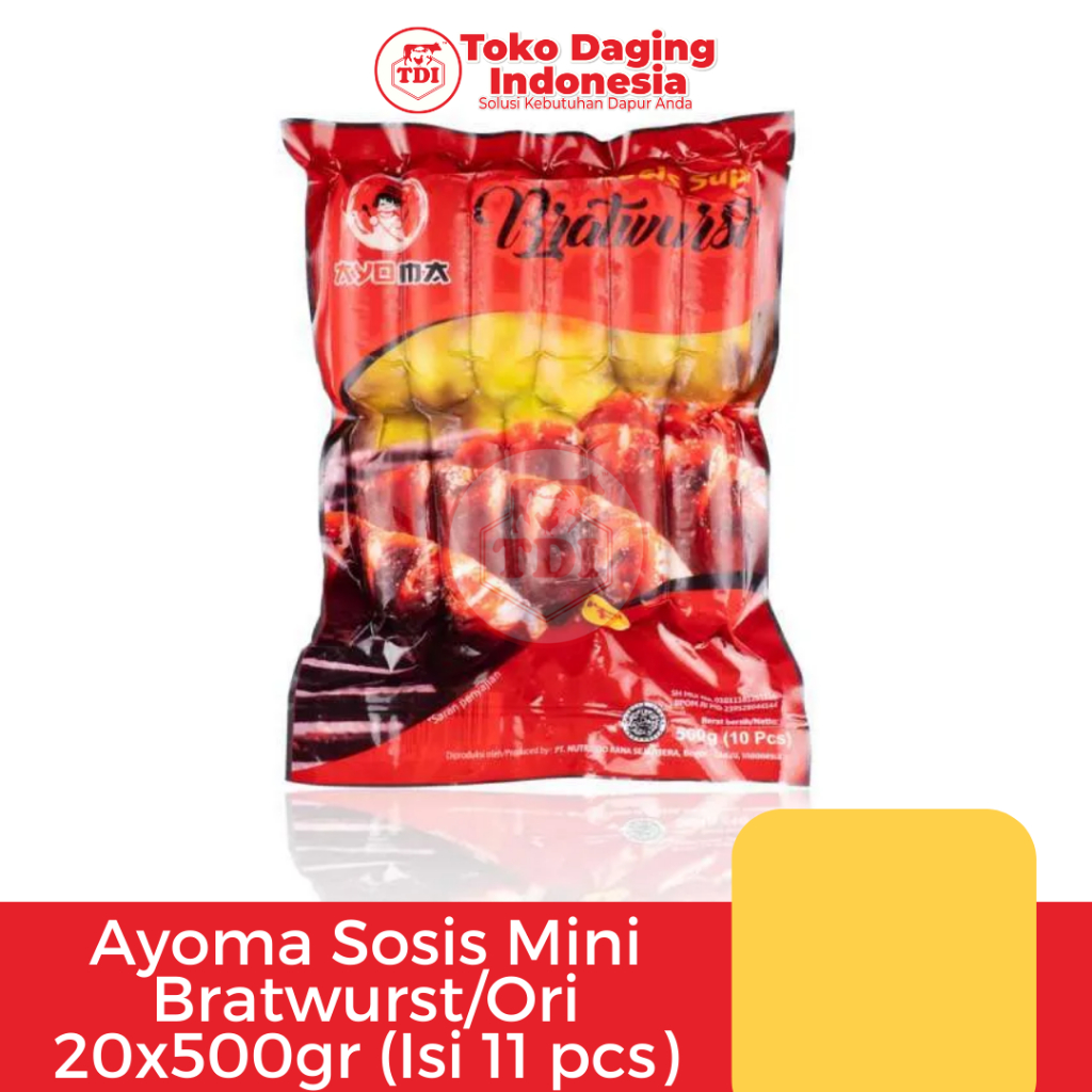 

Ayoma Sosis Mini Bratwurst/Ori 20x500gr (Isi 11 pcs)