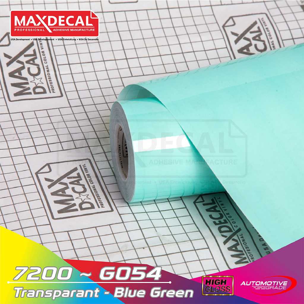 

[45 cm x 15 m] MAXDECAL 7200 G 054 Transparent BLUE GREEN Skotlet Transparan Tosca