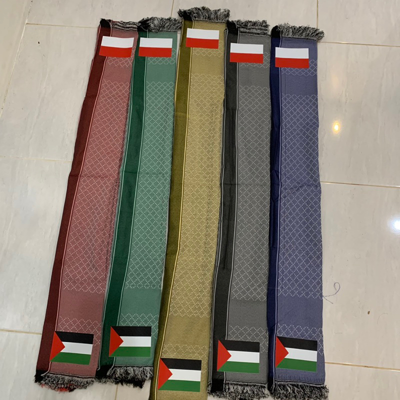 Sorban palestina Indonesia Oleh Oleh Haji dan Umroh Sorban Sablon Bendera Palestin Indonesia