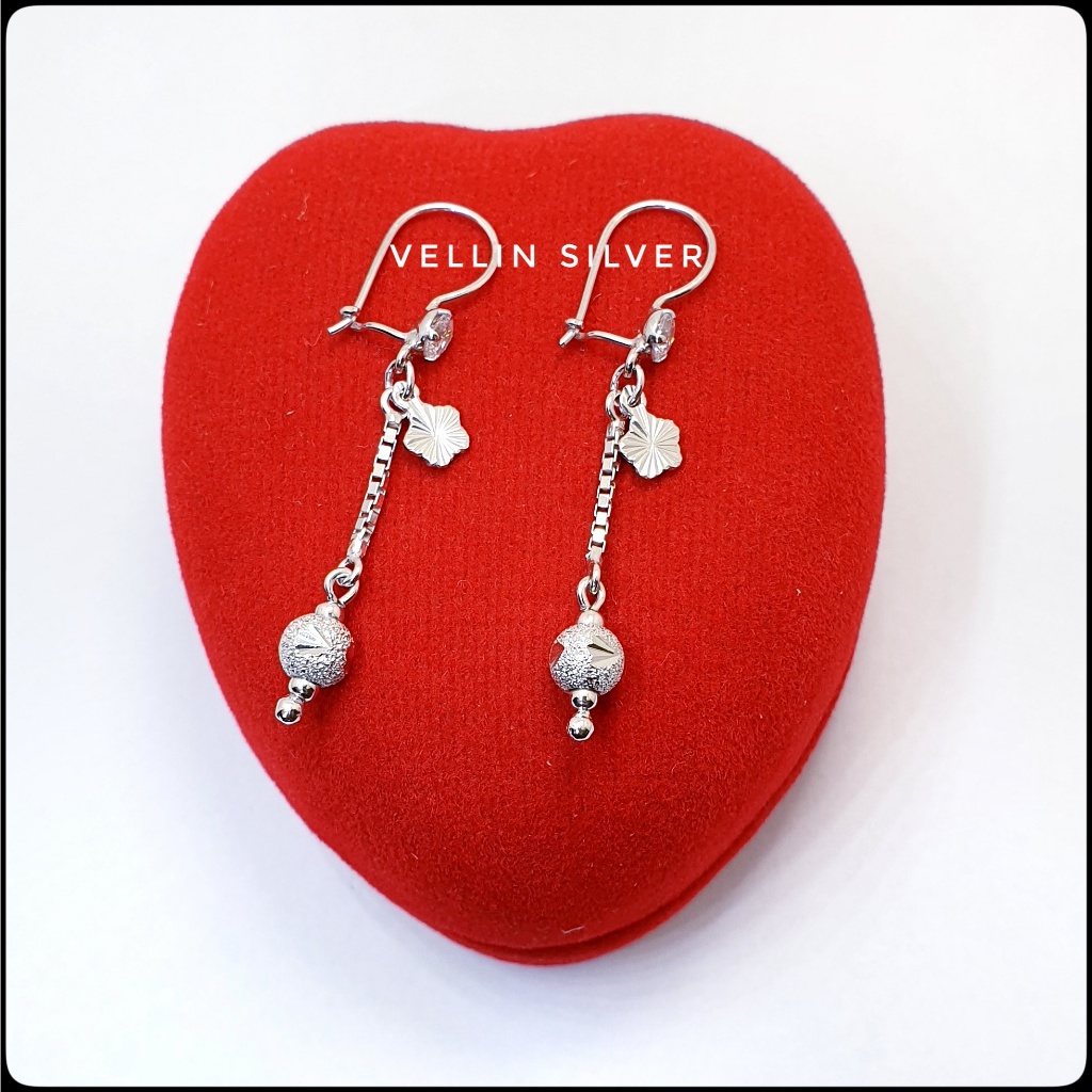 Anting Perak Wanita 925 Lapis Emas Putih - Anting Rumbai Panjang  Silver 925