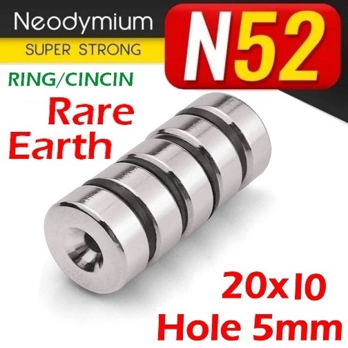 Magnet RING 20x10-L5 N52 Strong Magnet Neodymium Cincin Lubang 5mm 20x10mm