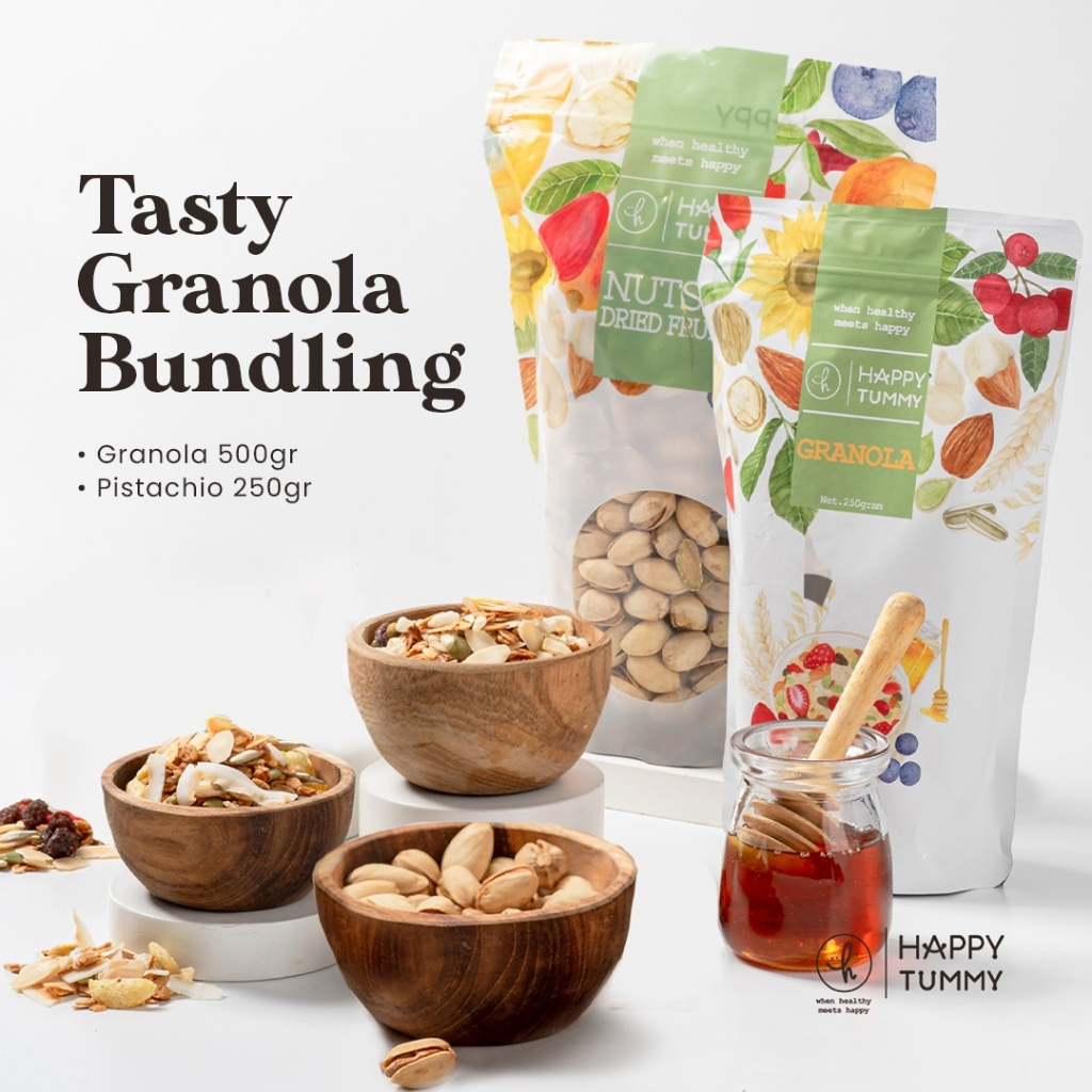 

Happy Tummy - Healthy Food Tasty Granola 500 Gram dan Kacang Pistachio