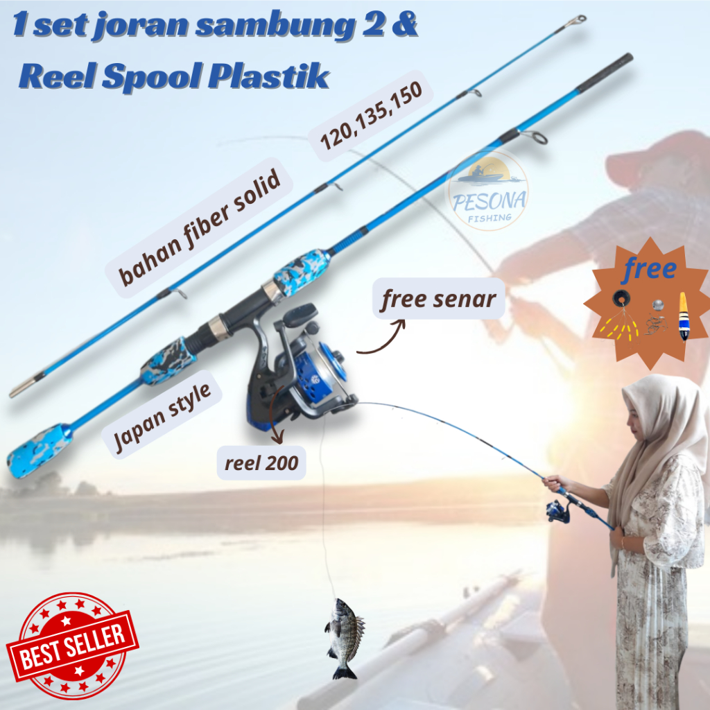 SET PANCING JORAN FIBER SOLID GAGANG JAPAN STYLE/JS Ukuran 120-150 Kekuatan 10-25lbs Max Drag 10kg D