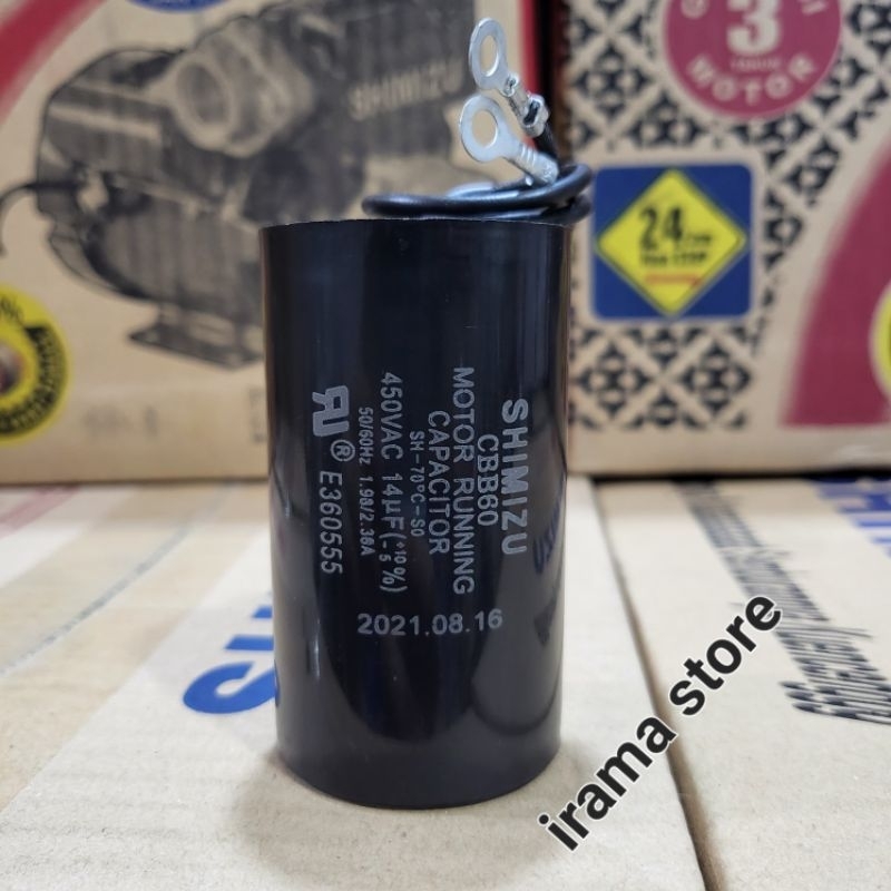 Kapasitor pompa air shimizu 14uf ORIGINAL/ Kapasitor pompa Shimizu pc 260 bit ASLI 14 UF