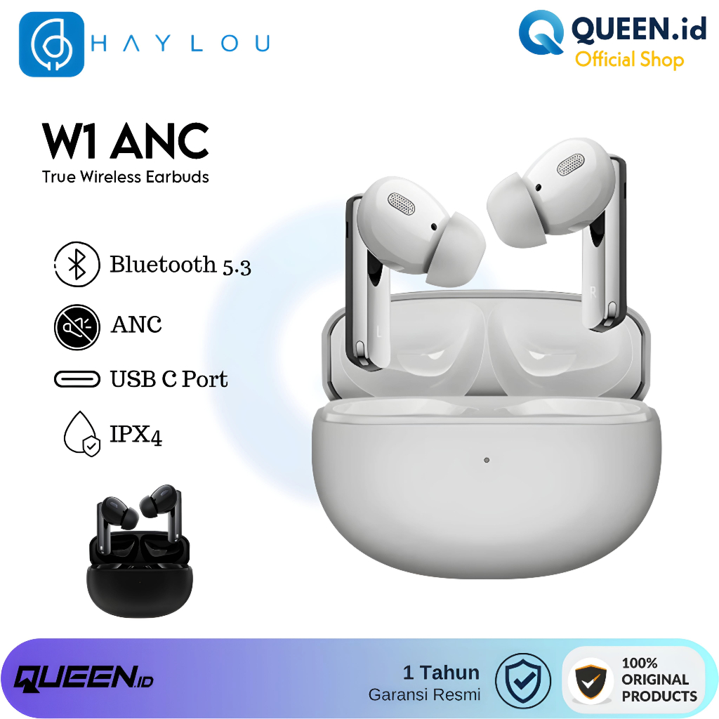 Haylou W1 ANC TWS True Wireless Earbuds Headset Bluetooth 5.3 HiFi DSP