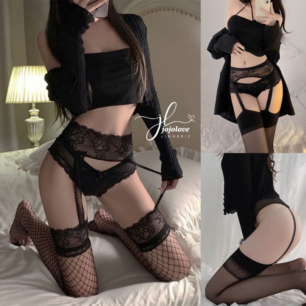 Jojolovers Stocking Lingerie Sexy / Stocking Sexy Wanita Hitam Jaring / Stocking Collection