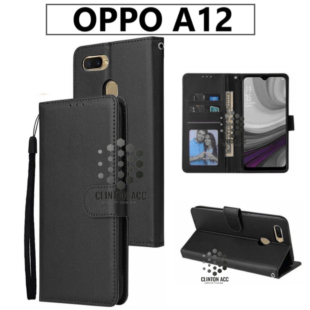 CASE HP OPPO A12 FLIP WALLET LEATHER DOMPET KULIT SOFTCASE PREMIUM FLIP COVER SARUNG BUKA TUTUP FLIP