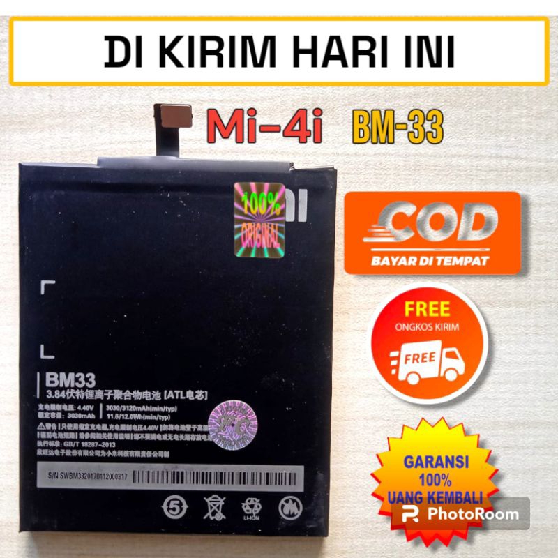 BATERAI BM33 bm-33 mi4i mi 4i battery original garansi