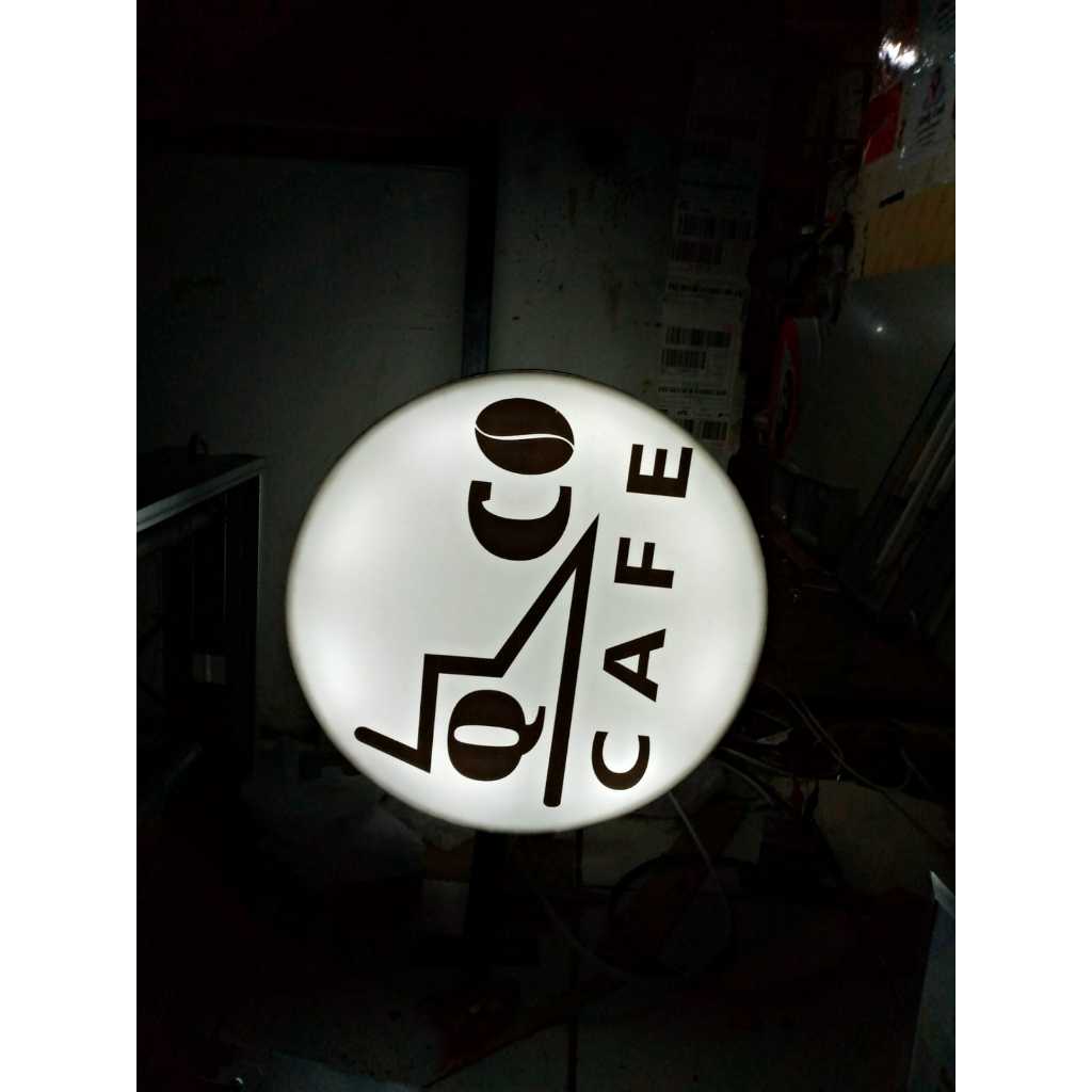 Neon Box Cafe Akrilik Ukuran diameter 30cm custom design