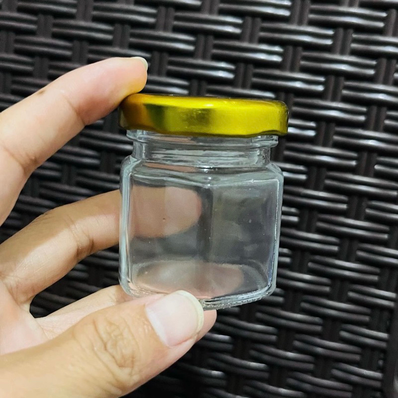 Toples kaca 50ml hexagonal
