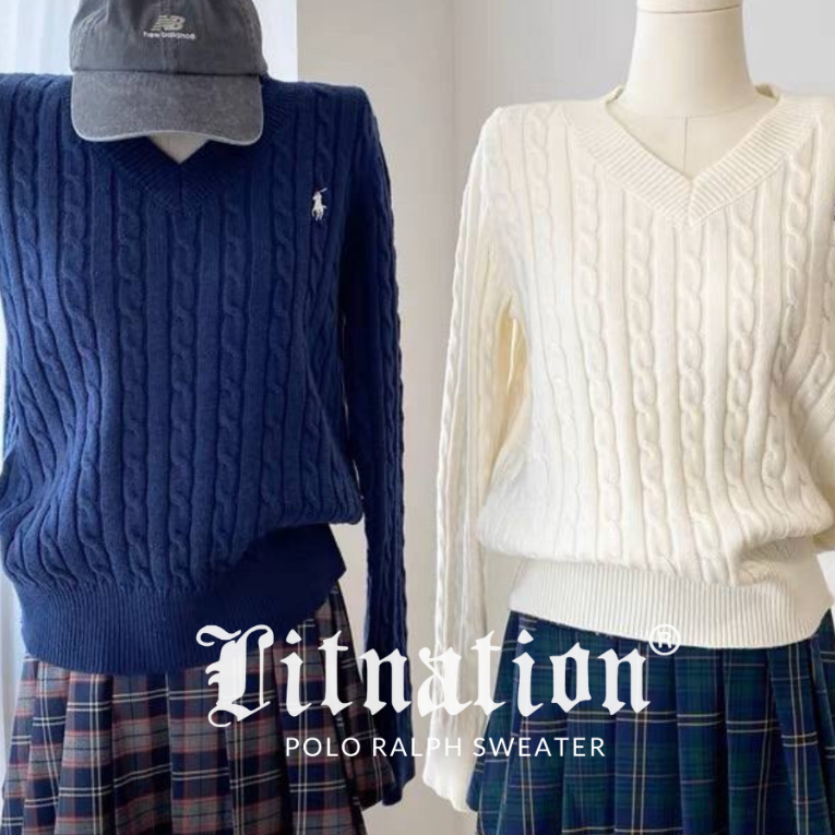 Polo Sweater v neck | Luaran outer knit korea wanita jumper ralph lauren y2k vintage sweater crewnec
