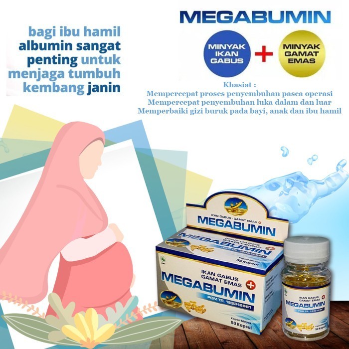 

Minyak Ikan Gabus dan Gamat MEGABUMIN Asli 50 Kapsul original