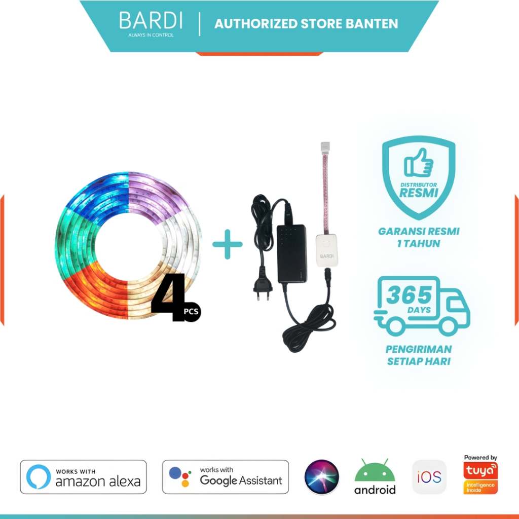 BARDI Smart Bundling 4 LED Strip 5050 RGB WW & 1 Adaptor 4A 10M 10 meter Lampu Plafon Dinding