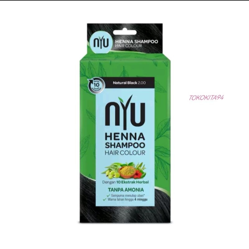 NYU Henna Shampoo Hair Colour Per Box isi 4 - NYU Semir Rambut Shampoo