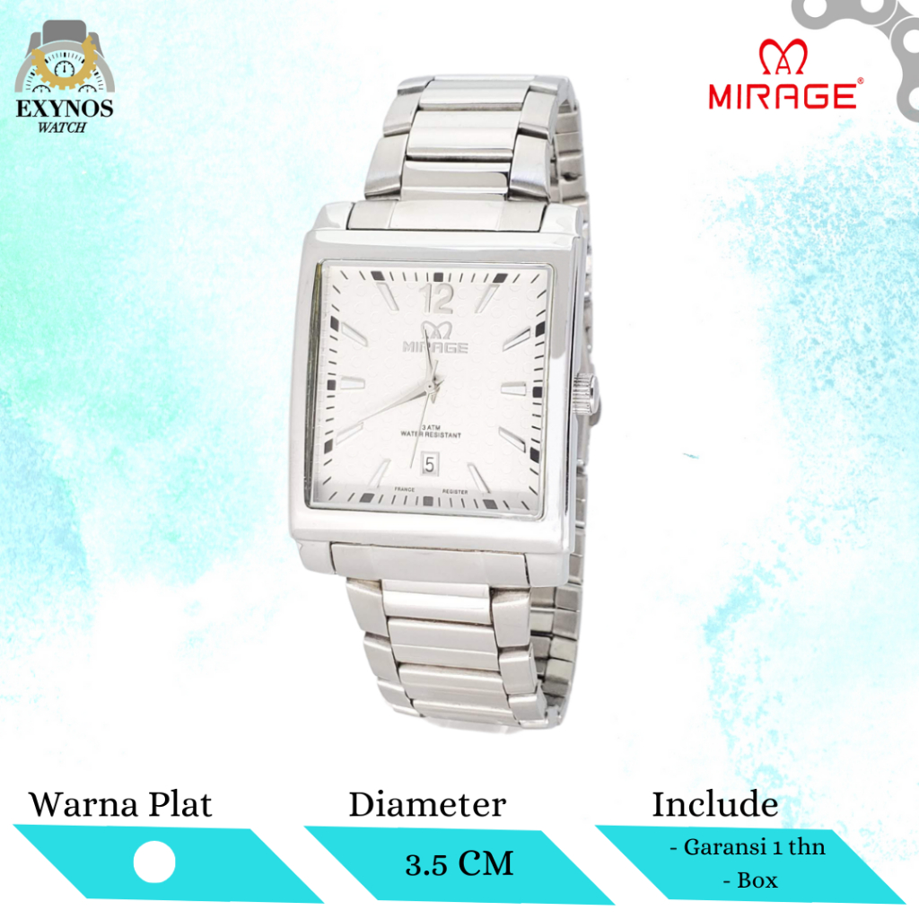 JAM TANGAN MIRAGE ORIGINAL COWOK CEWEK BSP SILVER