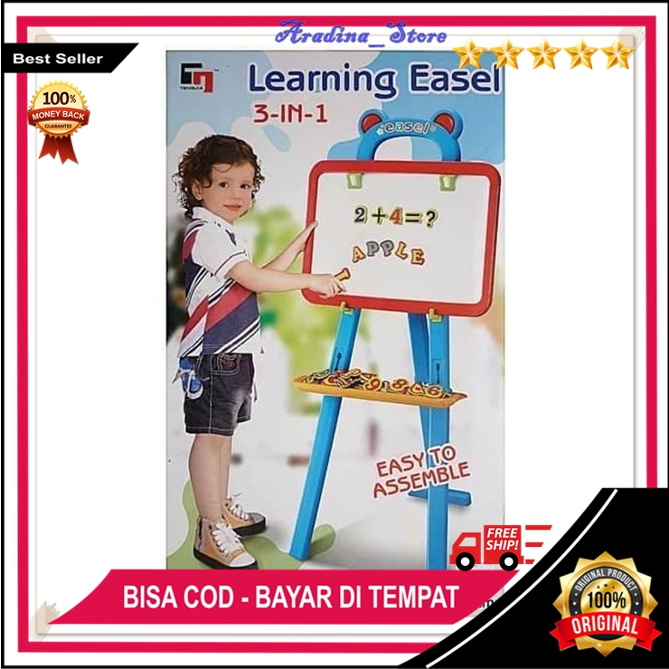 

Papan Tulis Magnetik Mainan Anak Learning Easel 3 in 1 Magnet Warna Warni White Board Standing Kecil Murah