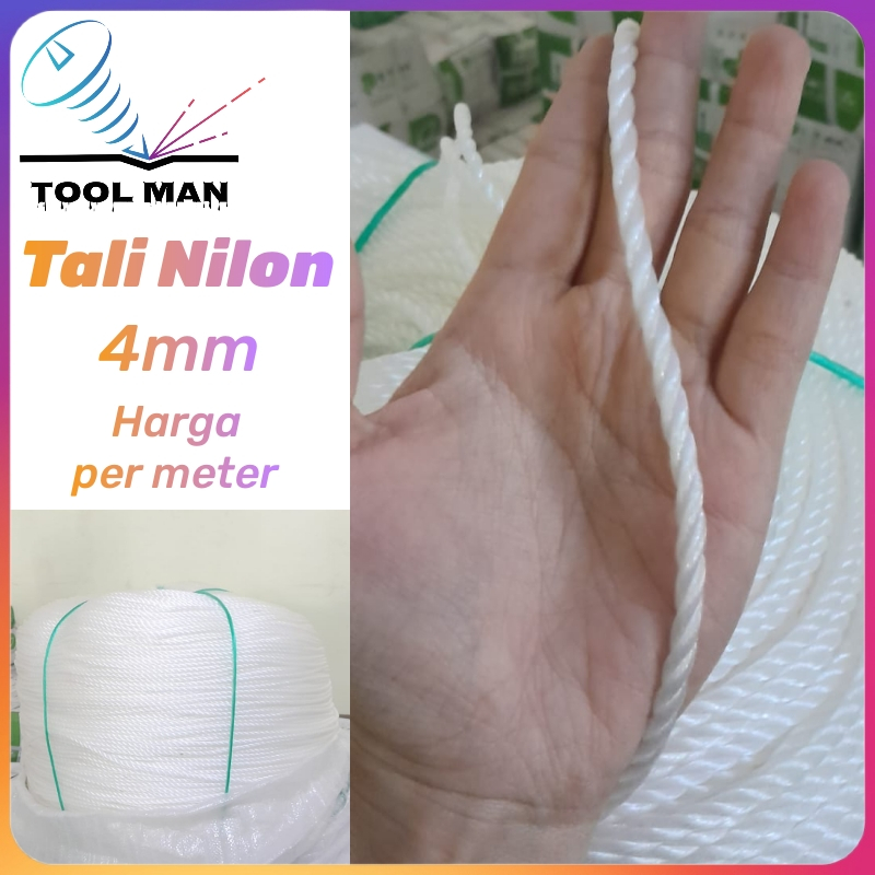 Tali Tambang Kecil 4mm Tali nilon putih / Nylon Rope / Propylene PP Plastik Lentur / Tambang Putihs