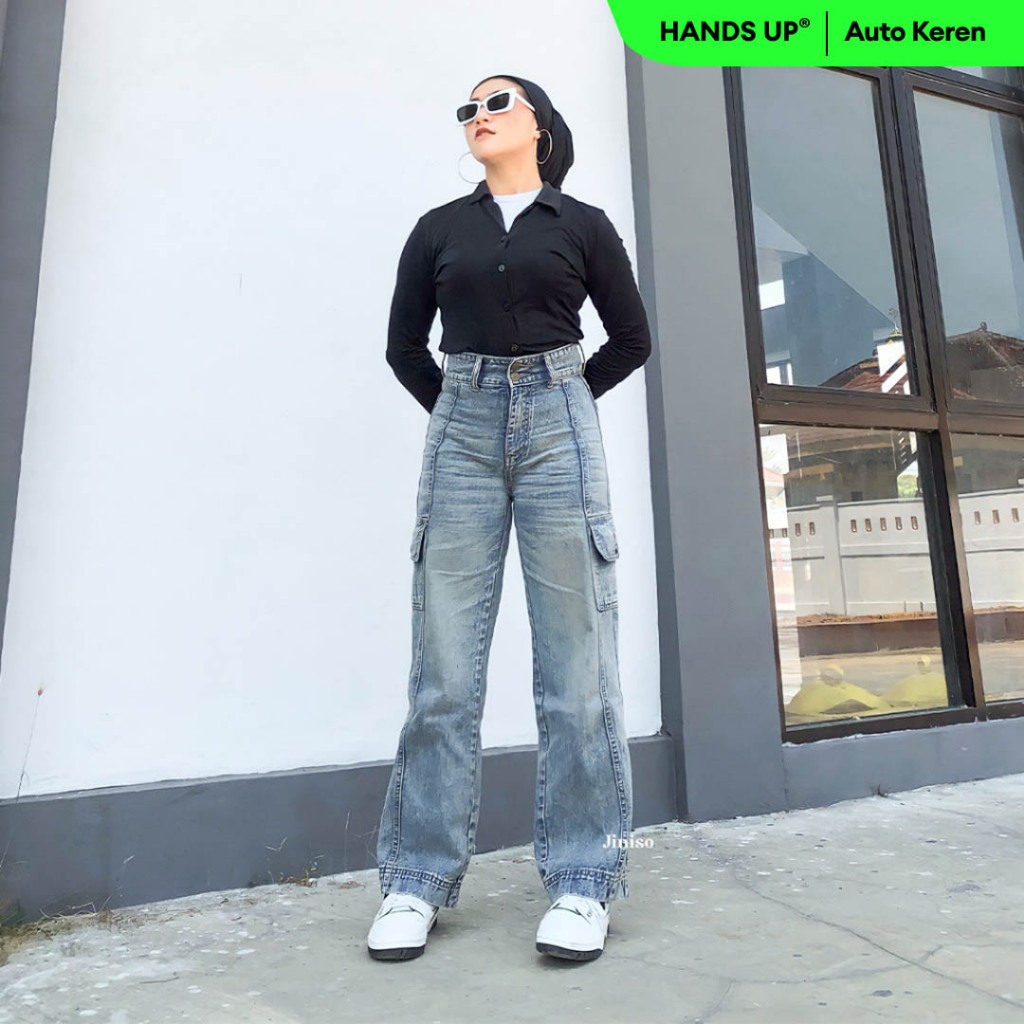 JINISO HANDS UP 405 Highwaist Cargo Loose Jeans