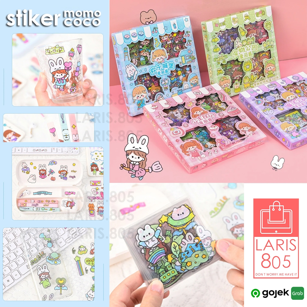 Sticker Momo Coco Kartun Explore Sticker Waterproof Sticker Korea Aesthetic/ Sticker Anti Air 1 box