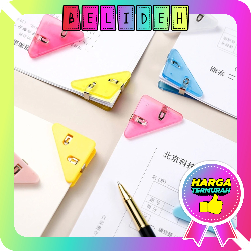

☛BELIDEH☚ klip kertas/Klip Binder/Klip Sudut Kertas Segitiga Warna Warni S115