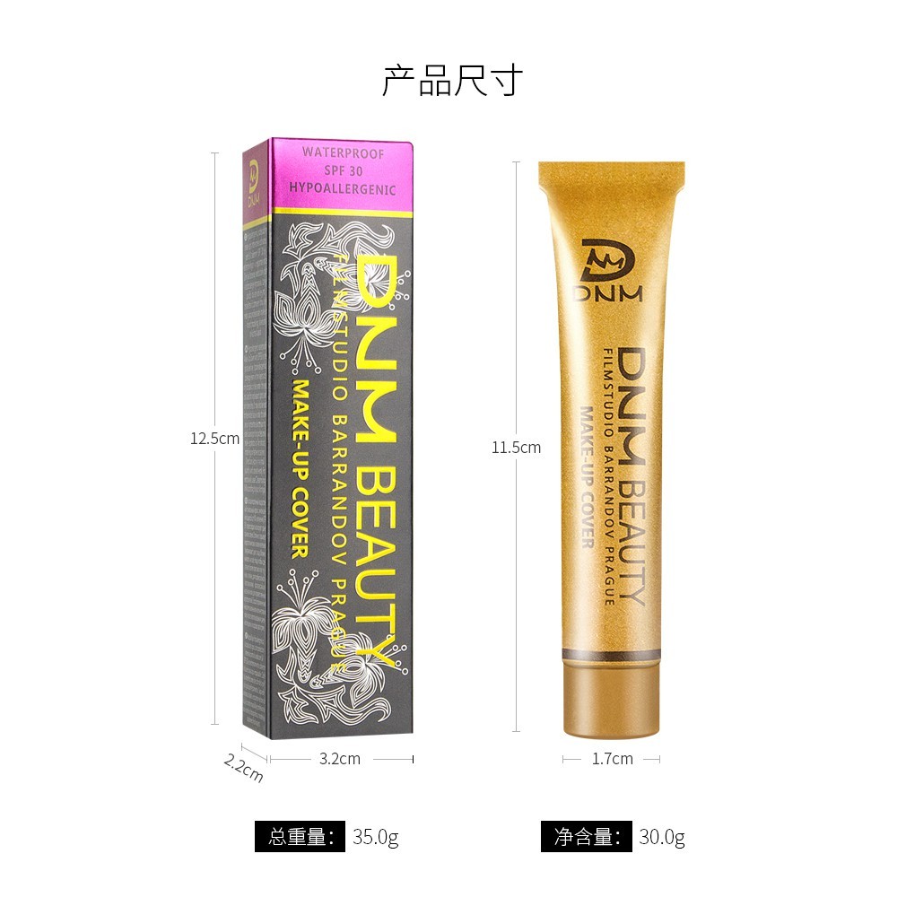 DNM Concealer Small gold tube Liquid Foundation 14 warna (fundation)