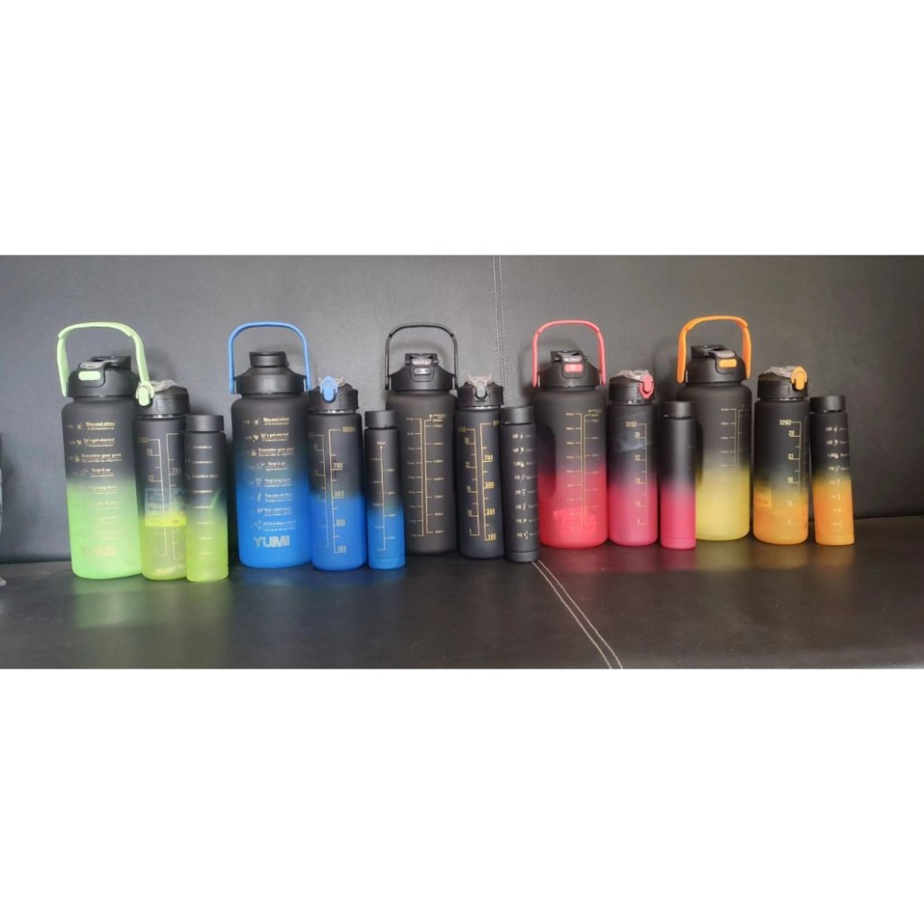 Botol Minum Gradasi Hitam Beranak Set 3Pcs | Botol Beranak Viral 3in1 2 Liter + 9000ml + 280ml MURAH
