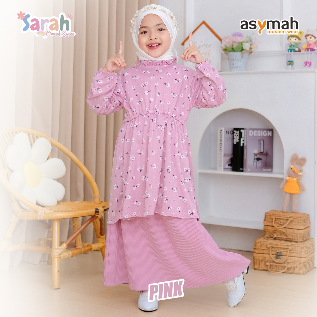 𝐀𝐒𝐘𝐌𝐀𝐇 - Baju Muslim anak perempuan usia 2 sampai 10 tahun - One set muslim rok Sarah Series