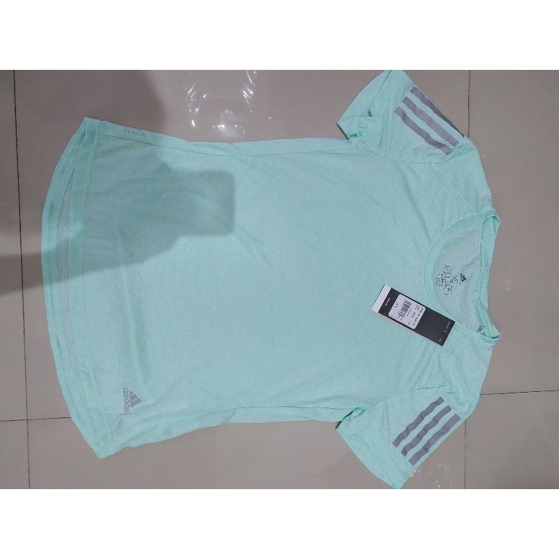 New tag label ori adidas running size XS Adidas women running own the run tee climacool green - hija