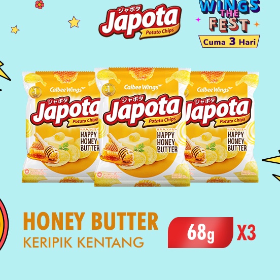 

Harga Murah Japota Keripik Kentang Happy Honey Butter 68 gr x3 Stock Banyak