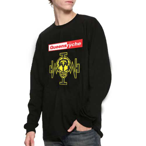 Kaos Tangan Panjang Queensryche Band Tshirt 100% Cotton Black Kombed 30s