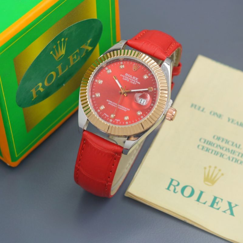 Jam Tangan Wanita  Rolex RX00479 Strap Kulit Tanggal Aktif Free Box Eksekutif  COD