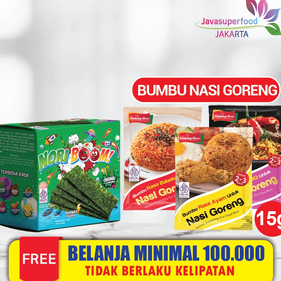 

Terlaku. NoriBoom (1 BOX ISI 12 PCS) / Nori Sachet Seaweed Snack 3g Rumput Laut Halal Ready