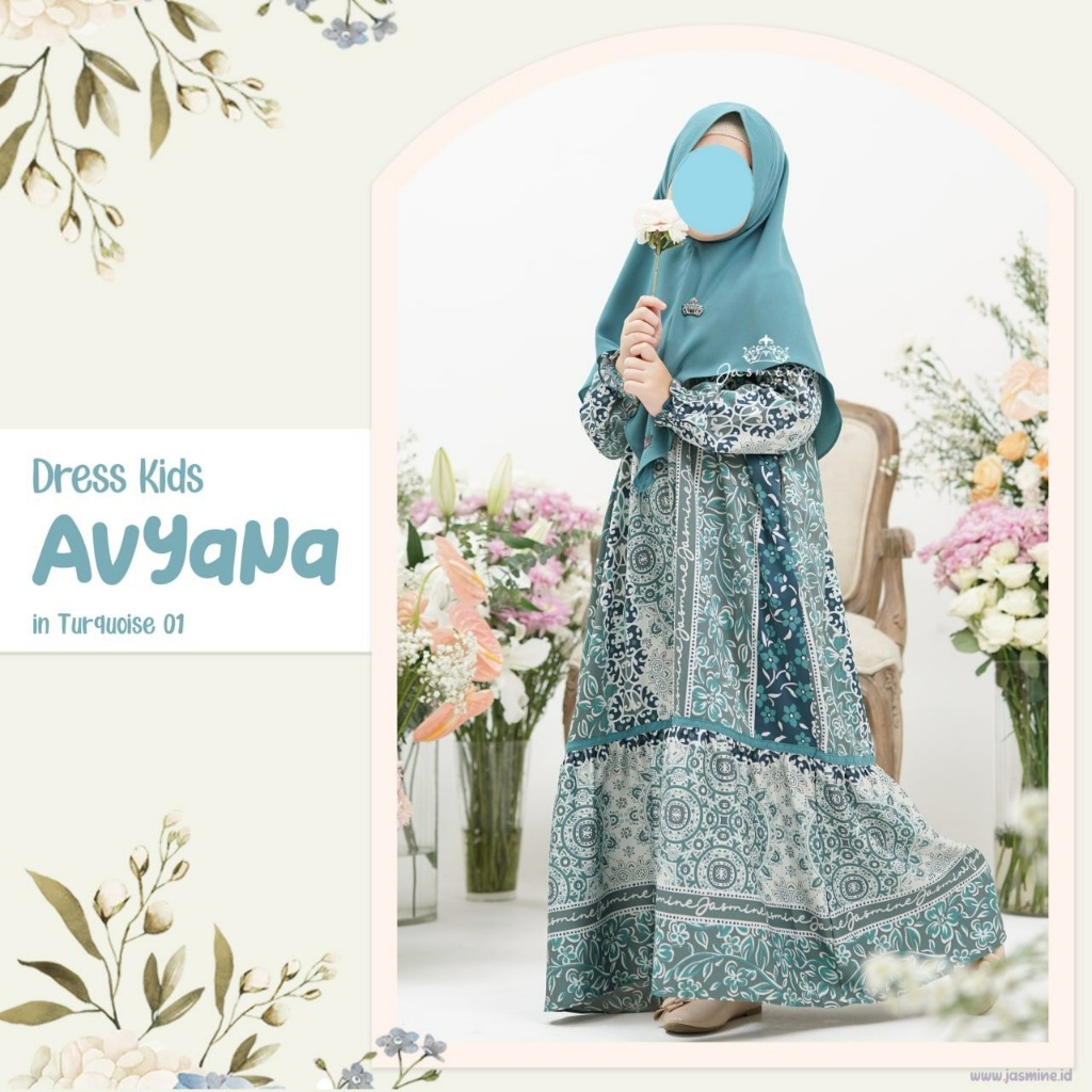 Avyana Dress Kids by Jasmine baju gamis anak perempuan size 2
